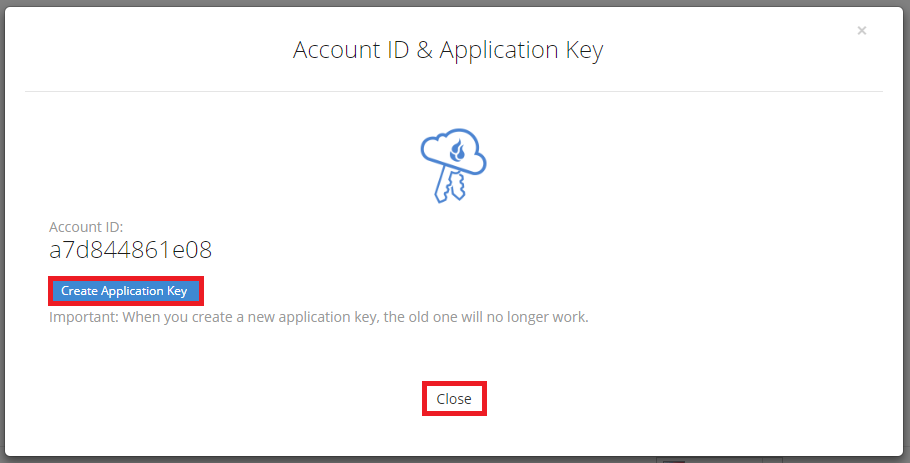 backblaze create application key