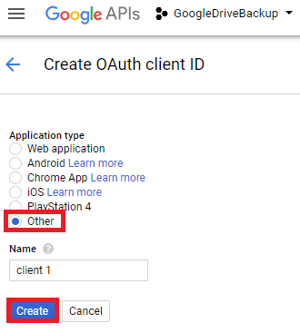create OAuth client ID