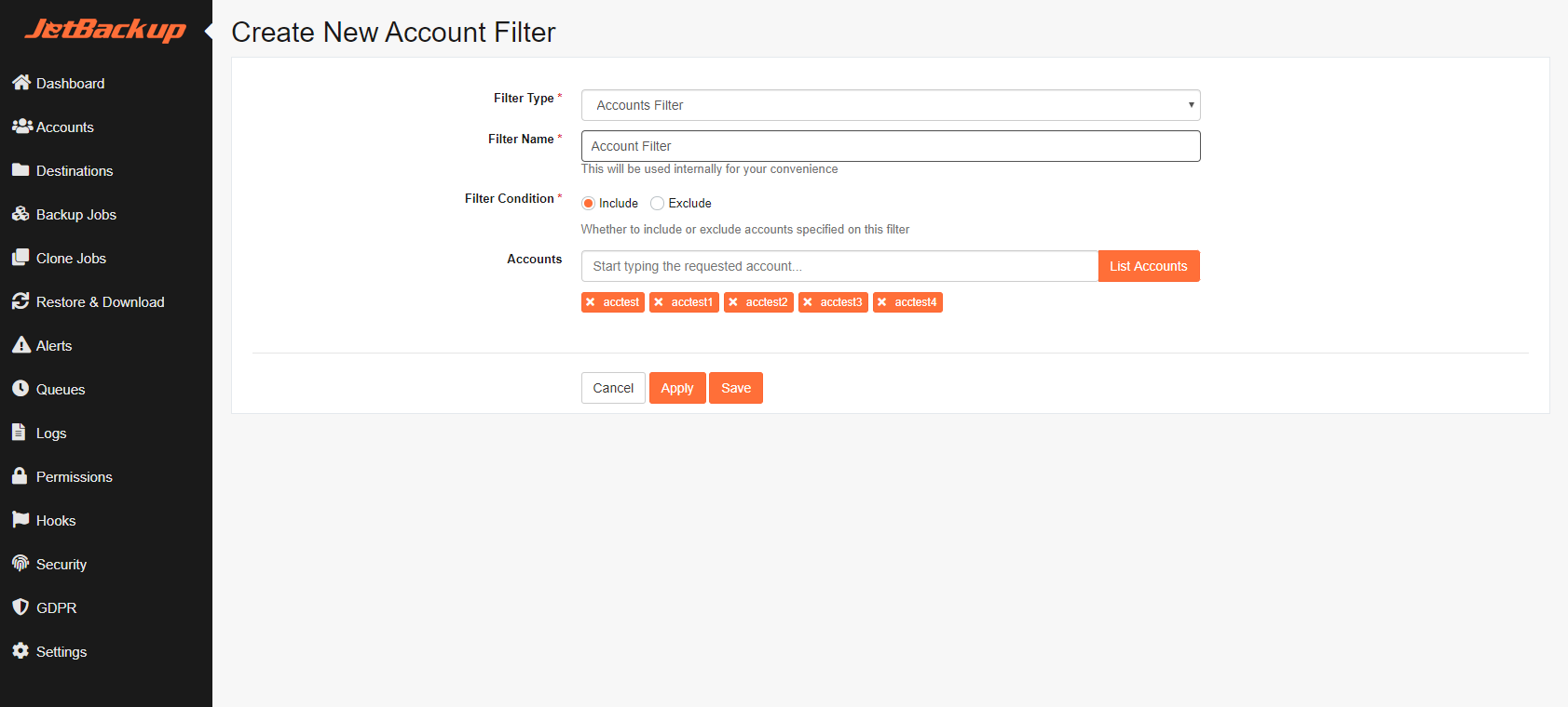 Create New Filters Page