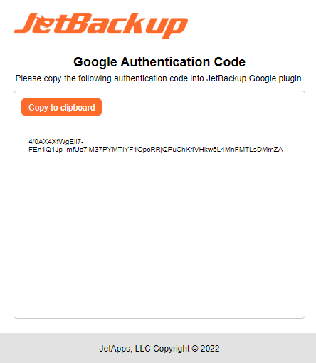 google drive jetbackup access code