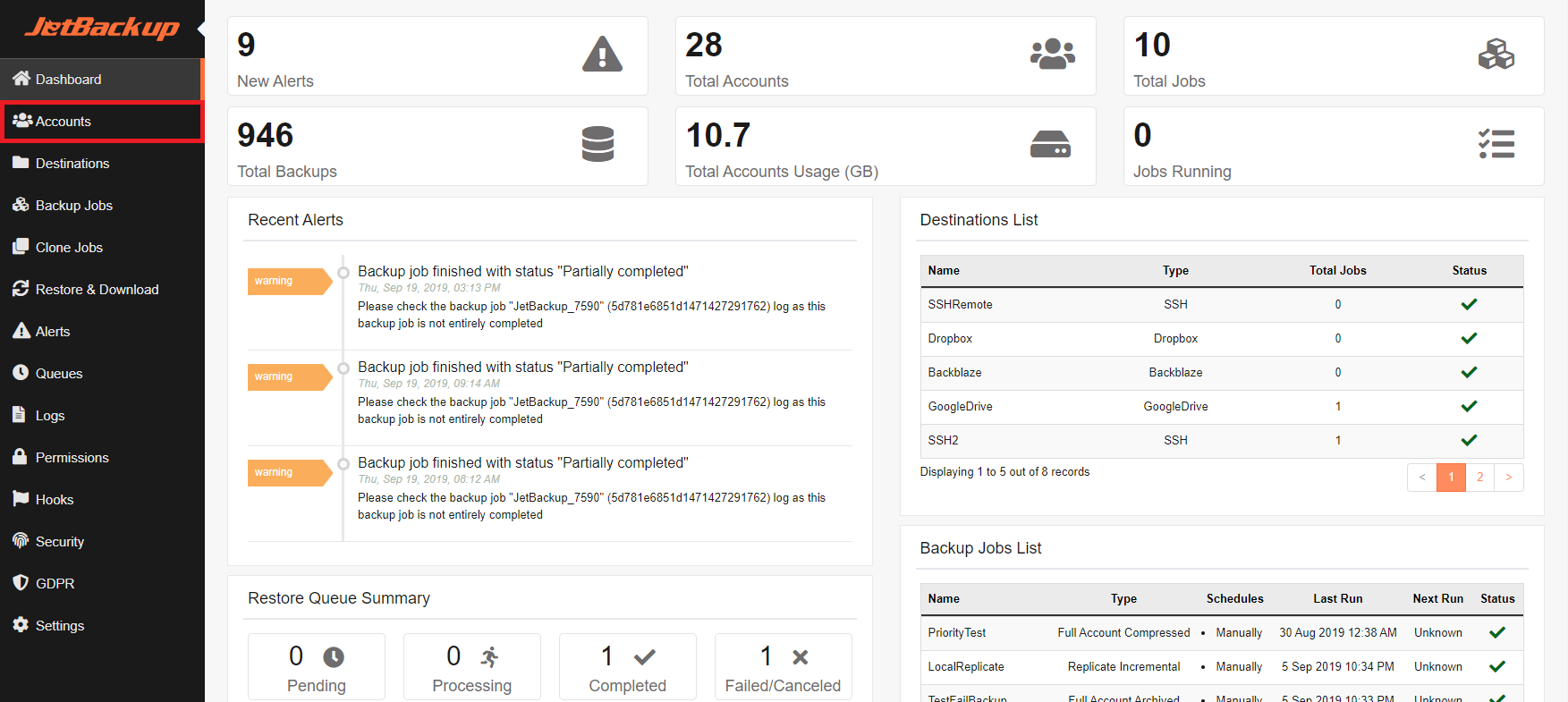 view accounts