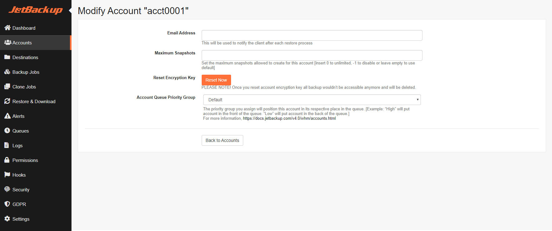 modify account settings