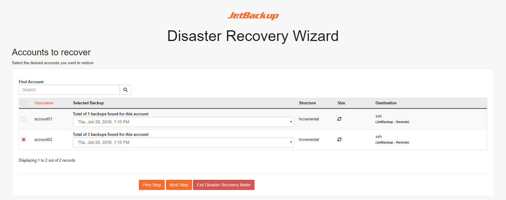DR Account to Recover