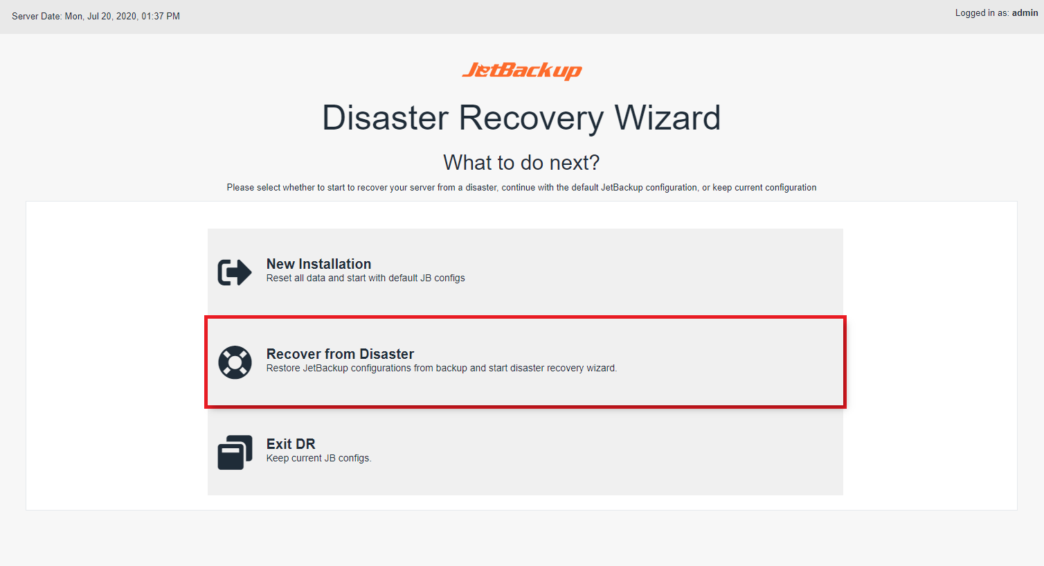 Disaster Recovery Recover