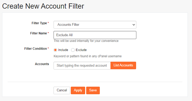Exclude All Filter