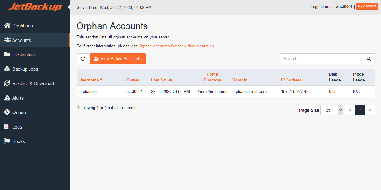 accounts view orphan user