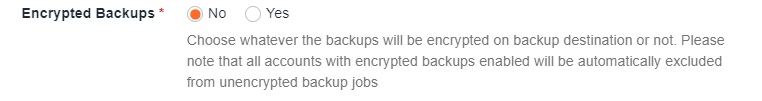 encrypted backup job option
