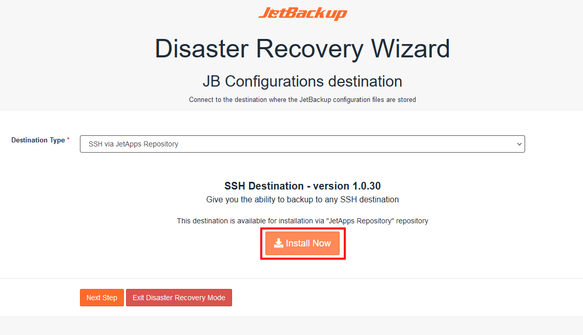Disaster Recovery Plugin Install