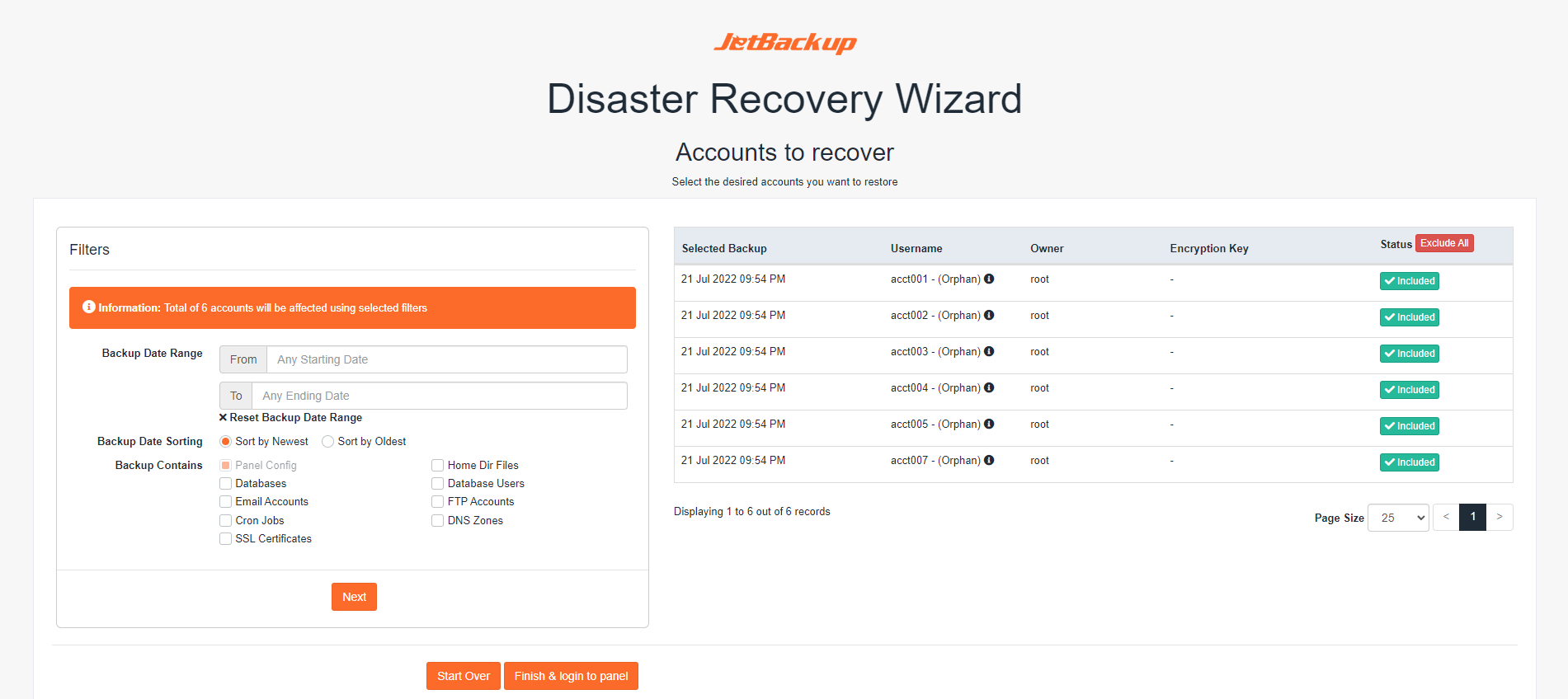 Disaster Recovery Restore