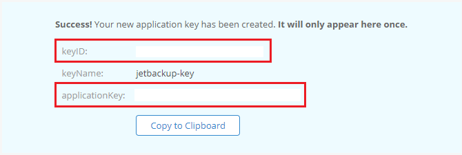 backblaze appkey save